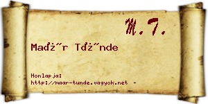 Maár Tünde névjegykártya